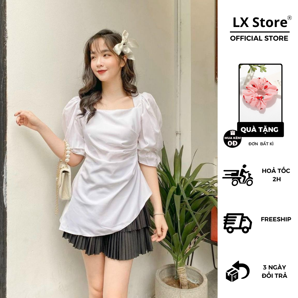 Áo tay phồng vạt xéo hiho