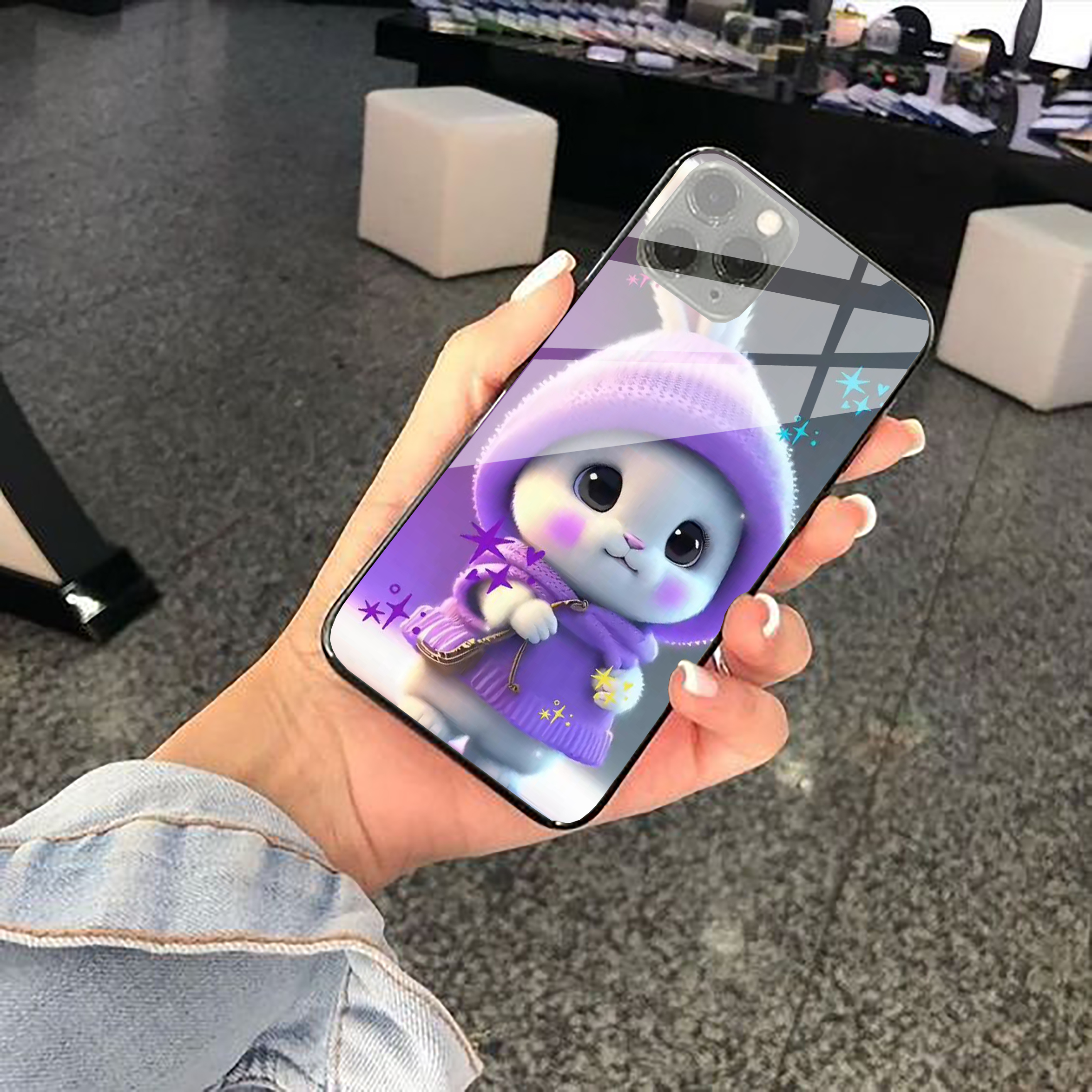 Ốp điện thoại kính thỏ cho iphone x/xr/xsm/6/6+/7/7+/8/8+/11/11 pro/11 prm/12/12 pro/ 12 prm/ 13/13 pro/13 prm/14/14 plus/14 pro/14prm/15/15 plus/15 pro/15 prm