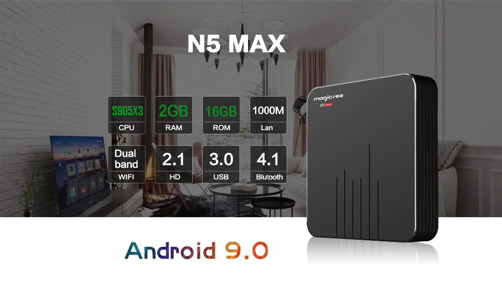 Android Tivi Box Magicsee N5 Max - Ram 4GB Rom 32GB Android 9.0 Rom Google Phiên bản 2022  khiển giọng nói