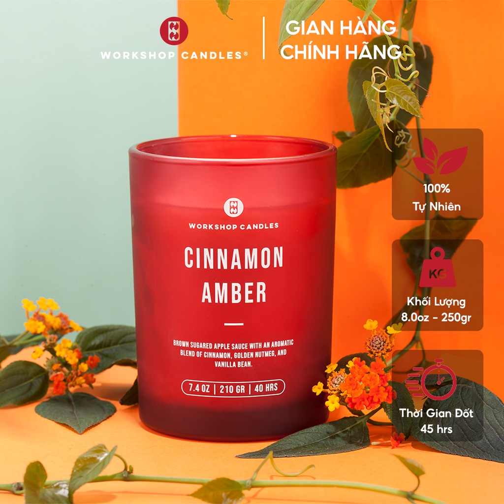 Workshop Candles - Nến thơm Cinnamon Amber 8oz