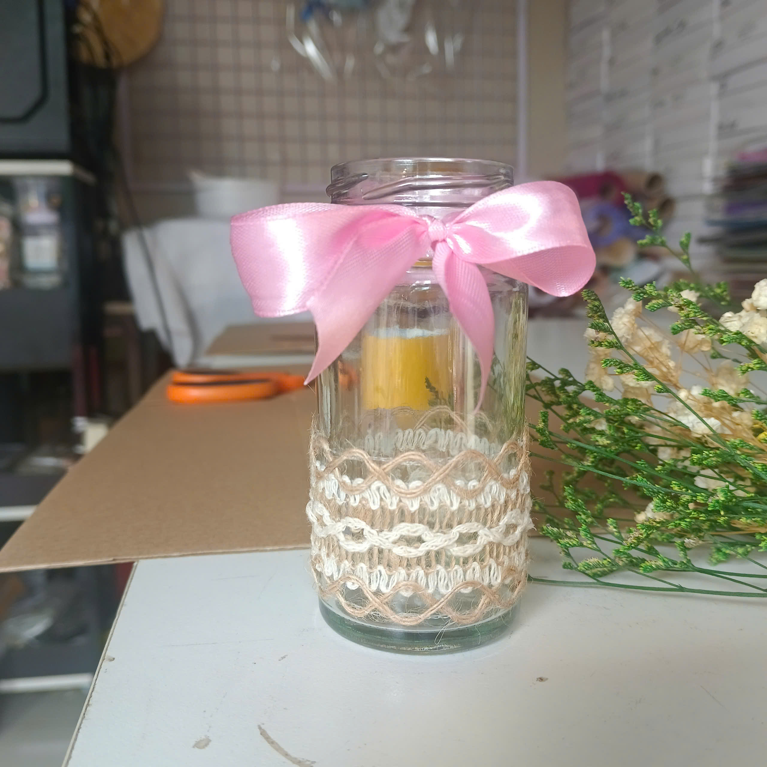 lọ hoa vuông decor mini, cắm hoa khô trang trí