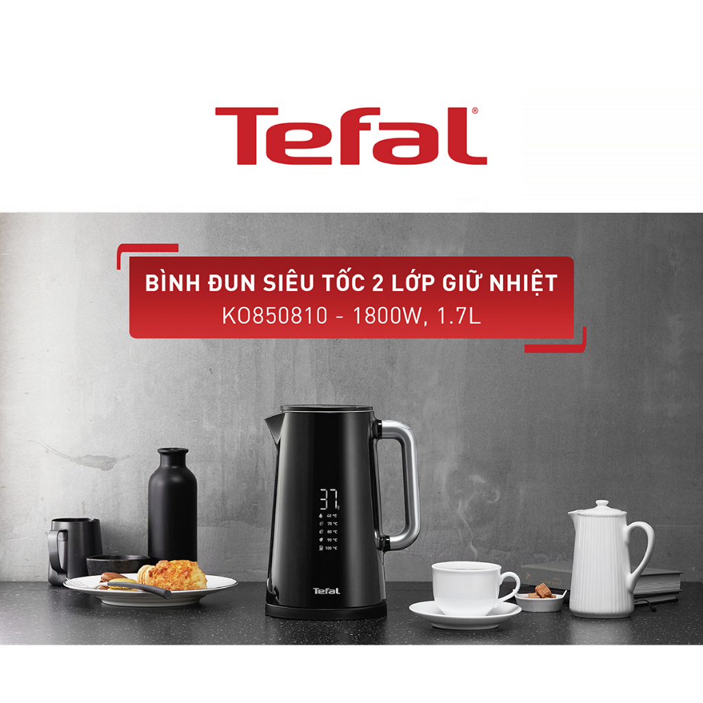 [Quà tặng không bán] Bình đun siêu tốc Tefal Smart & Light KO850810 - 1800W, 1.7L
