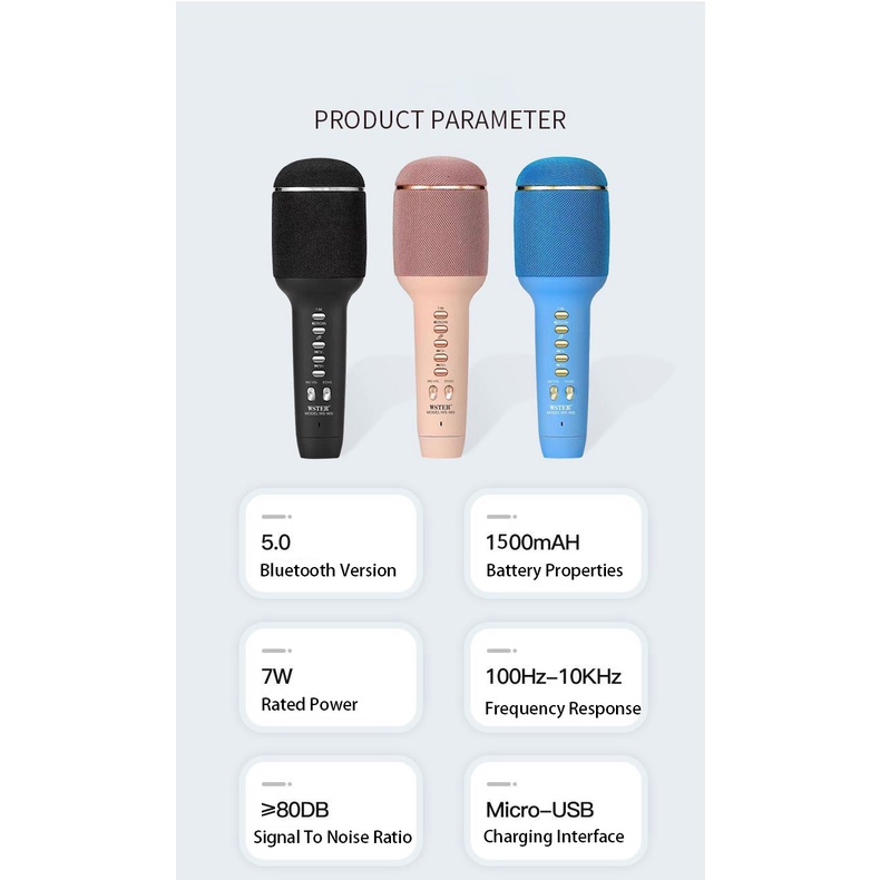 Micro karaoke bluetooth cầm tay tiện dụng WS-900 chất lượng cao, mic không dây kiêm loa bluetooth hát karaoke nghe nhạc cực hay âm thanh lớn