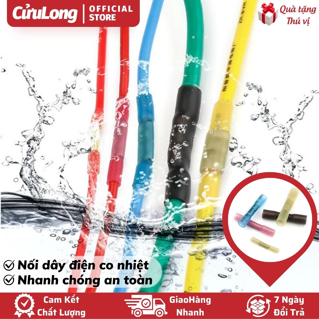 Đầu Nối Dây Điện Nhanh hàn co nhiệt chống nước Jack khớp nối dây điện chịu tải ô tô xe máy giắc nối cáp điện an toàn chống cháy