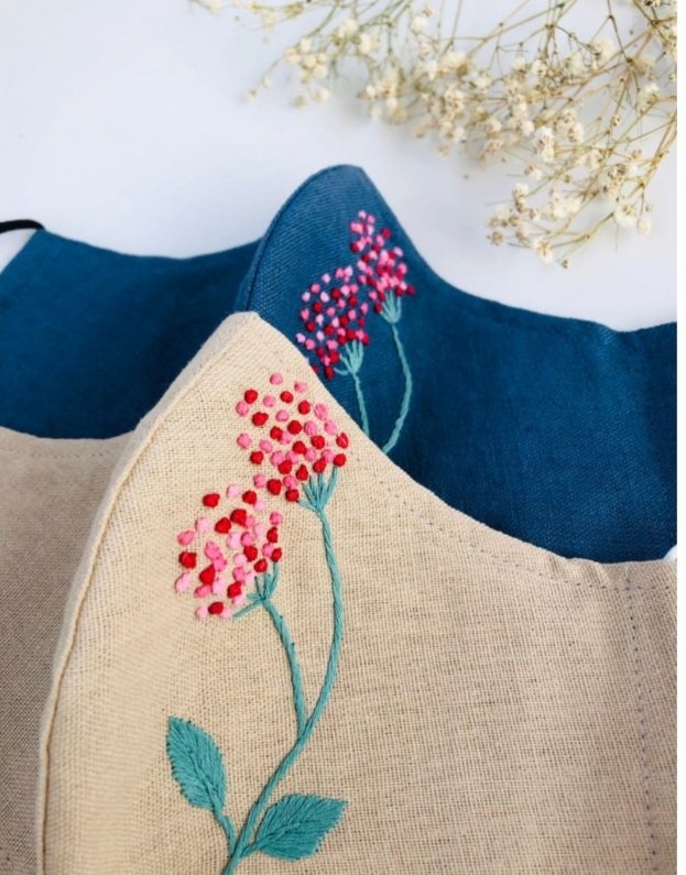 KHẨU TRANG VẢI LINEN THÊU TAY