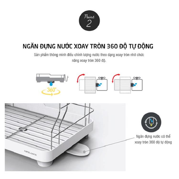 [HCM]Kệ chén 2 tầng Lock&Lock có rãnh thoát nước LDR2001