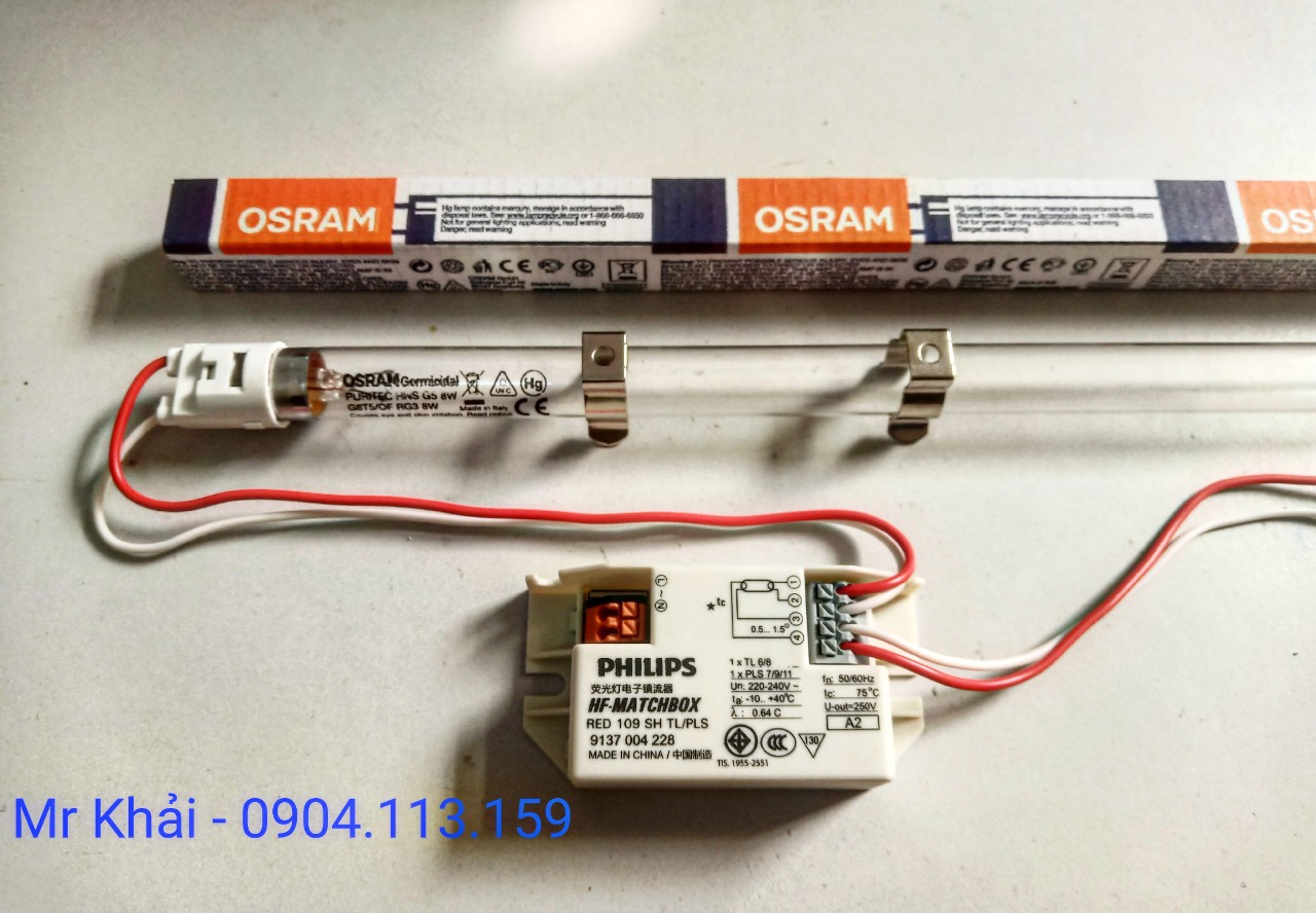 (SALE) Bộ đèn UV diệt khuẩn T5 8W Osram Philips