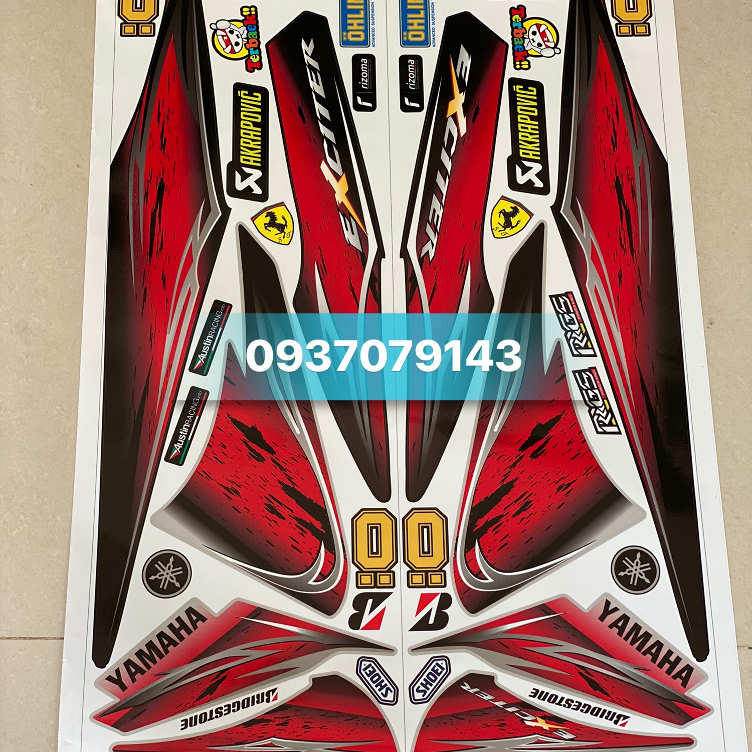 Tem rời dán xe ex 2006 đỏ bạc