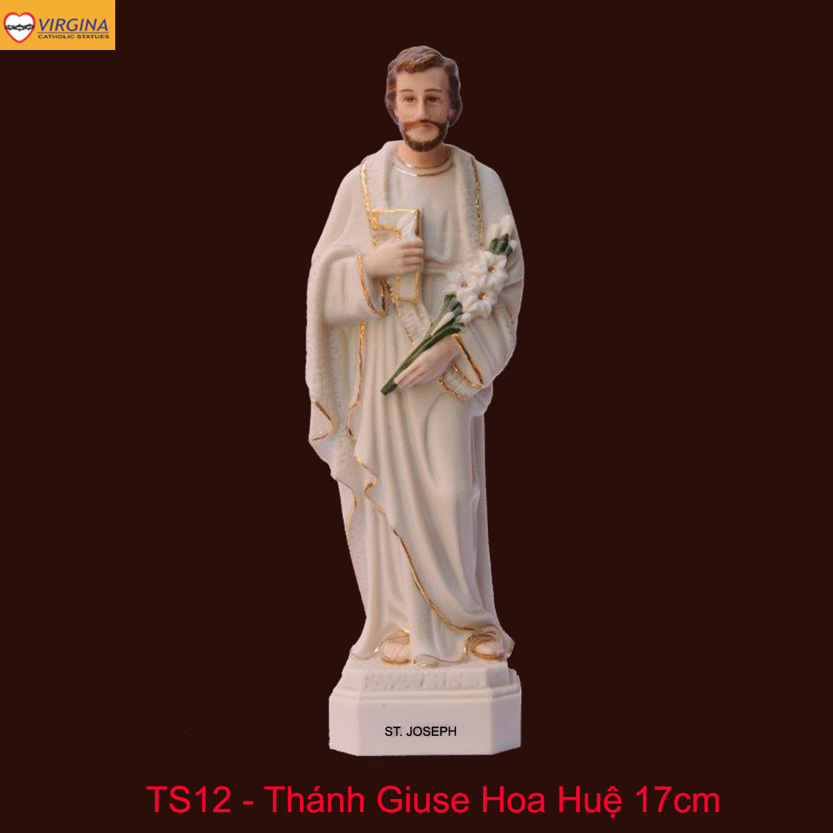 Tượng sứ - Thánh Giuse Hoa Huệ 17cm
