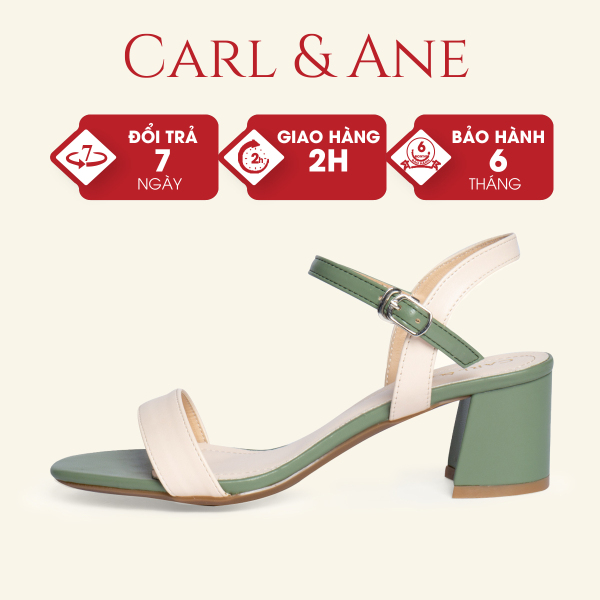 Carl & Ane - Giày sandal thời trang nữ mũi vuông phối dây nhiều màu tinh tế cao 5cm màu xanh _ CS004