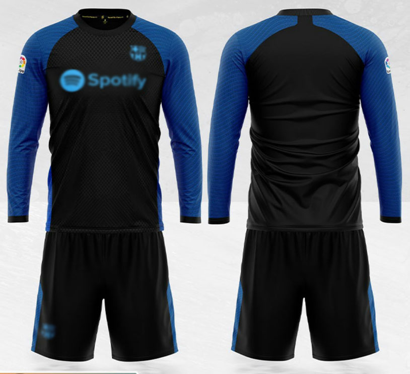 [HCM]Áo Bóng Đá Barca Xanh Đen SV Dài Tay Vải Thun Lạnh Cao Cấp