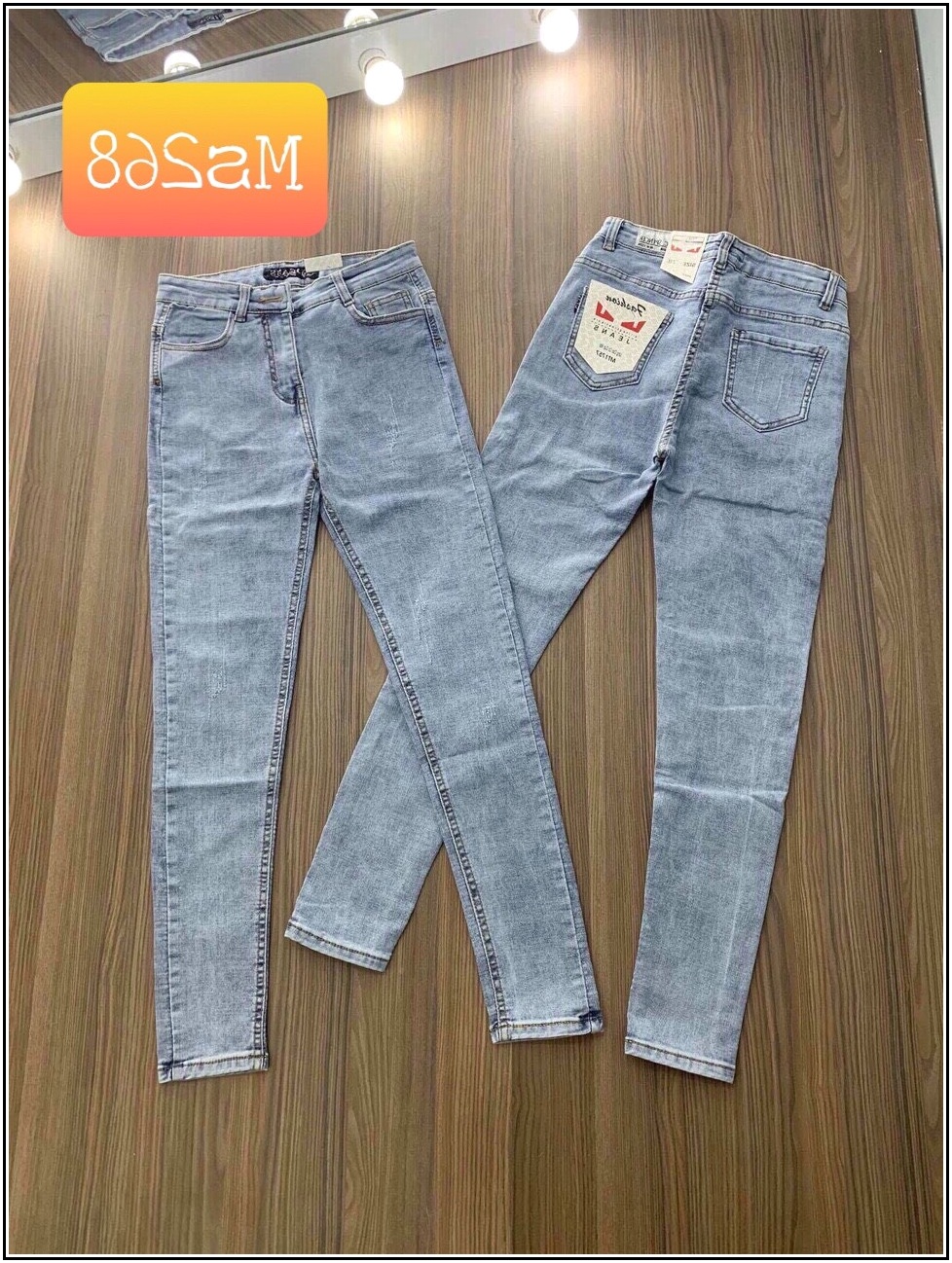 quần jean nữ xanh nhạt lưng cao 1045-1-19