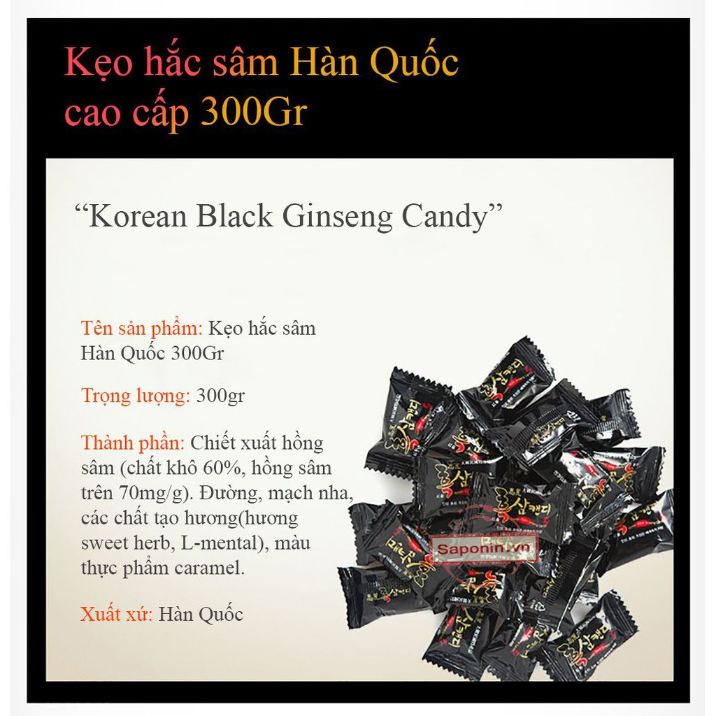 Kẹo hắc sâm thượng hạng Hàn Quốc 300gr/gói