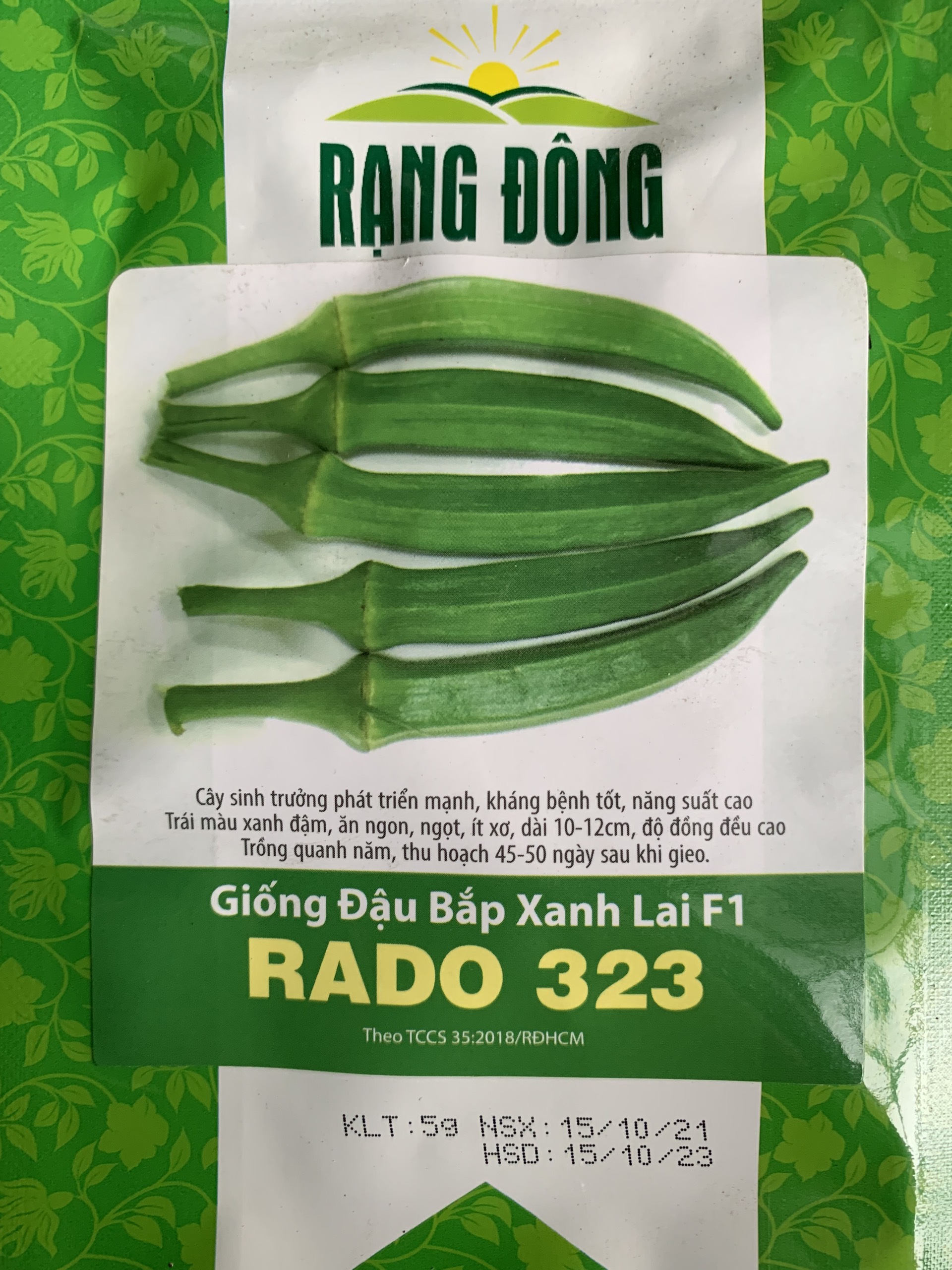 Hạt giống đậu bắp xanh lai f1 gói 5gr - rado 323
