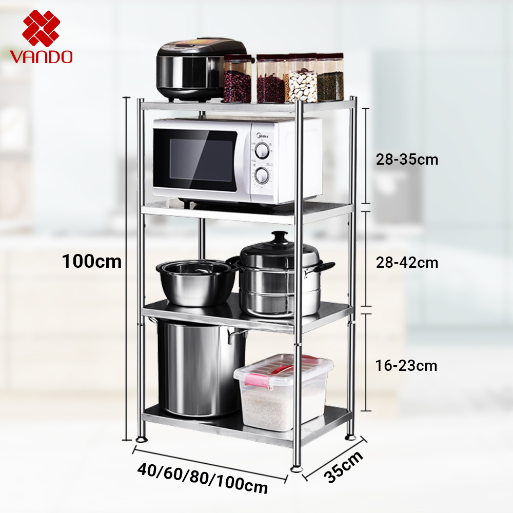 𝐑𝐨̣̂𝐧𝐠 40/𝟔𝟎𝐜𝐦/𝟖𝟎𝐜𝐦 - Kệ để đồ bếp Inox 304 (Để nồi cơm điện, lò vi sóng, lò nướng, gia vị...)
