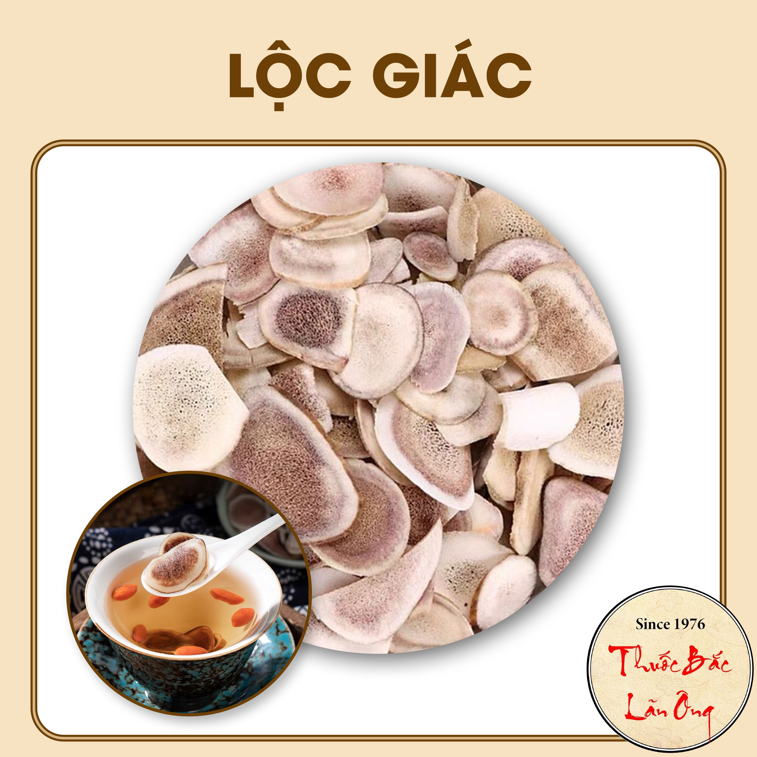Lộc nhung khô nguyên chất 100g, hàng chuẩn loại 1, lộc giác thái lát - Lãn Ông