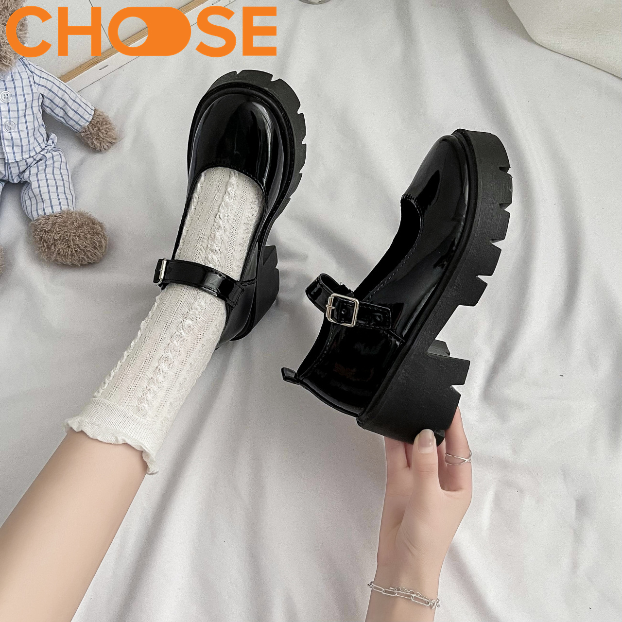 Giày Lolita Nữ Đế Độn Quai Ngang Cao 6cm Thời Trang Nữ 2312