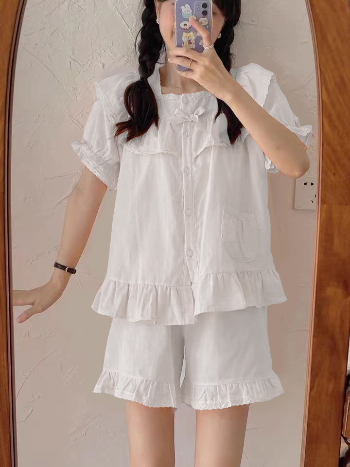 Set bộ cổ vuông phối ren tay loe tiểu thư