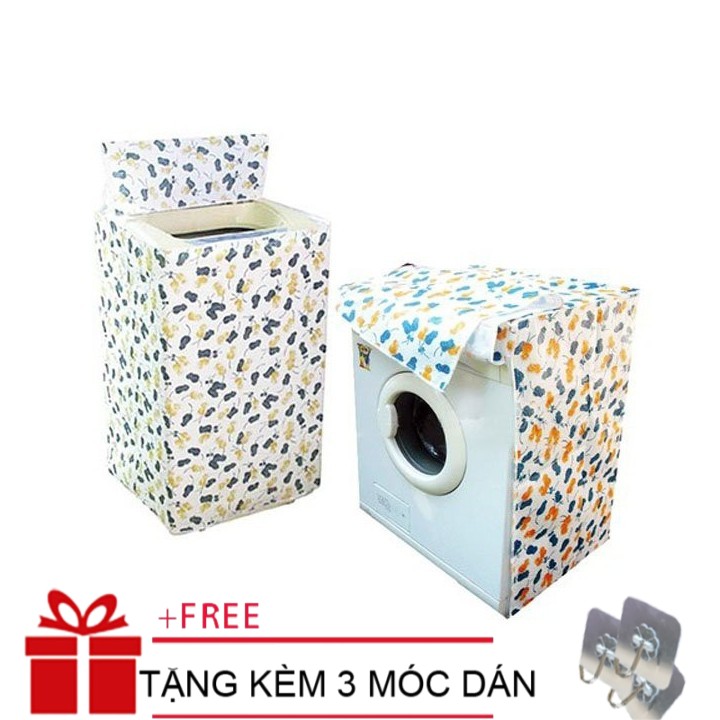 [ TẶNG KÈM 3 MÓC DÁN ] Áo trùm máy giặt chống thấm ( từ 7-10kg) loại dày- Cửa đứng, ngang, Vỏ Bọc máy giặt cửa trên, cửa trước loại to máy 7kg và 10kg loại dày độ bền cao áo trùm máy giặt, bọc máy giặt lồng đứng lồng ngang