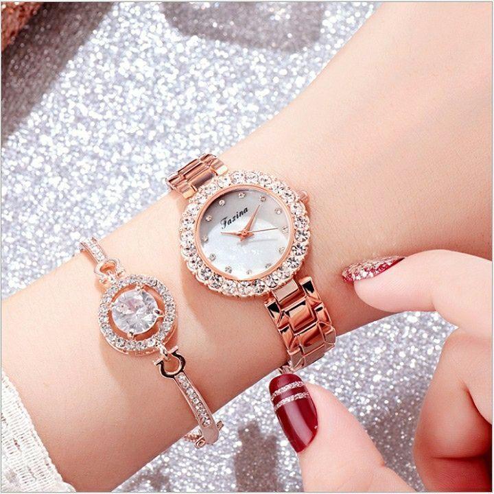 Set 2 món Đồng hồ nữ thời trang tặng kèm lắc tay
