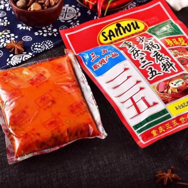 gói lẩu cay tứ xuyên sanwu - gia vị lẩu hoàn chỉnh chuẩn tàu 6