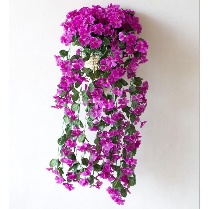 Chùm hoa giả treo tường trang trí độc đáo - Hoa violet trang trí siêu đẹp