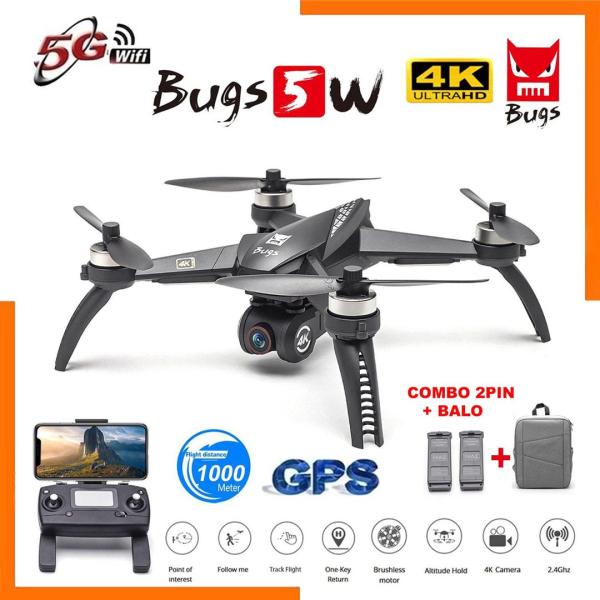 [ COMBO 2 PIN + BALO ] PHIÊN BẢN MỚI Flycam MJX Bugs 5W [ 4K ] WIFI FPV 5G - Động cơ không chổi than, 2 GPS, Camera 4K cao cấp