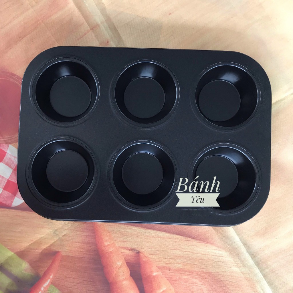 Khuôn bánh Cupcake Nhôm 6 lỗ chống dính