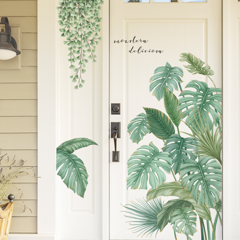 Decal dán tường cây lá nhiệt đới 02 PC bắc âu