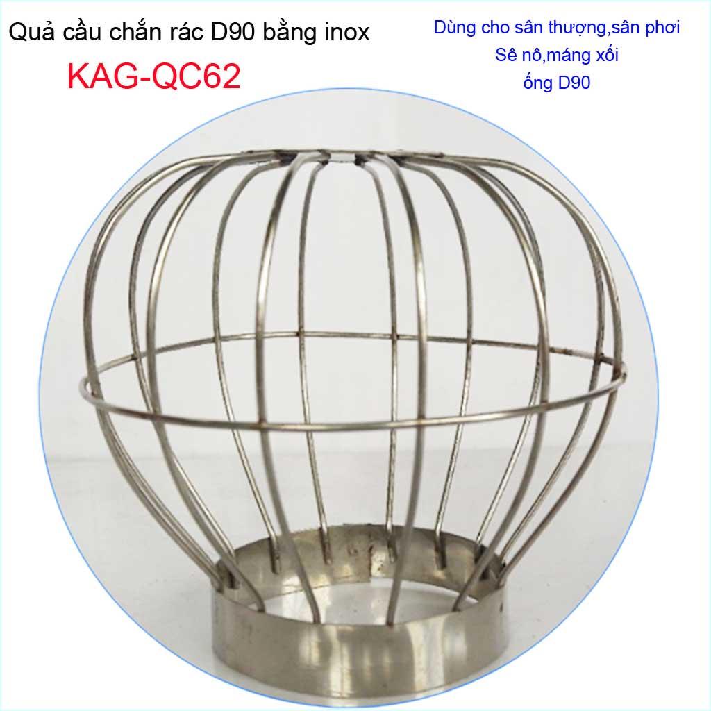 [HCM]Cầu chặn rác sân thượng KAG-QC62, cầu chắn rác inox 201 thoát nước mưa thả ống D90 xả nhanh chặn rác tốt