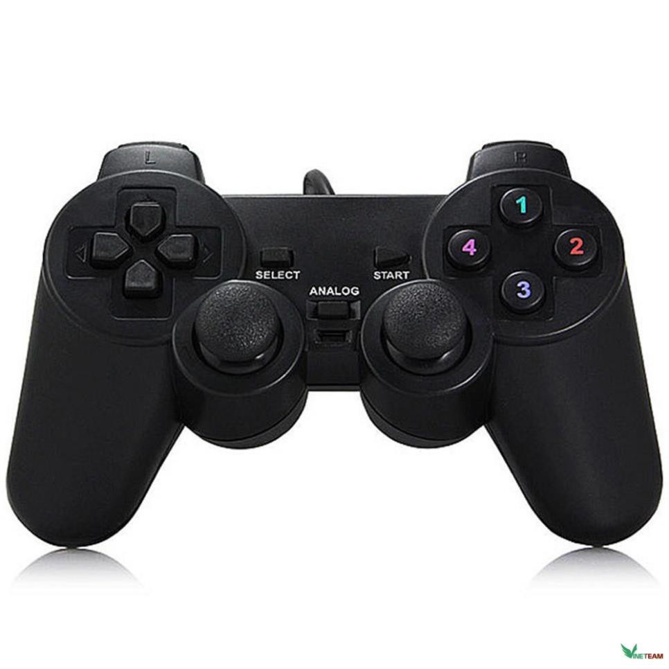 Tay cầm chơi game cho PC/Laptop PS2 cổng USB đen (có gạt Analog và có rung)