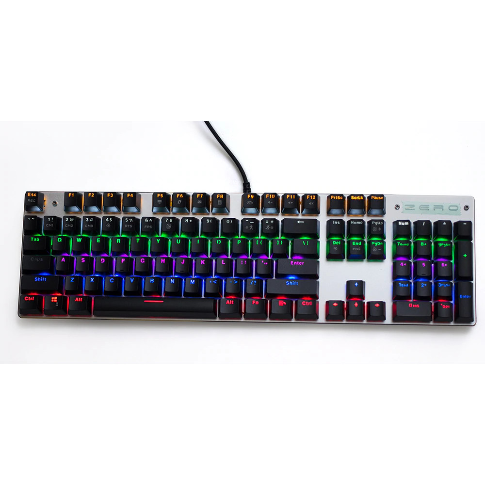 Bàn Phím Gaming k100 có 104 phím Led Rainbow 12 Chế Độ Đèn Led 26 phím nhấn đồng thời swith blue