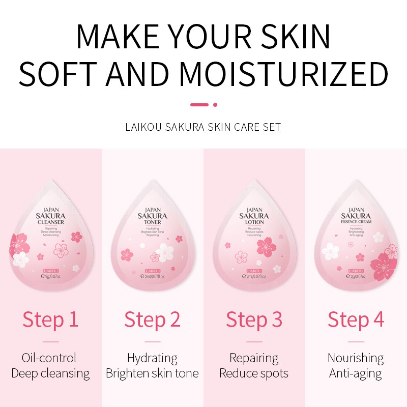 Set 4 món dưỡng da hoa anh đào Laikou