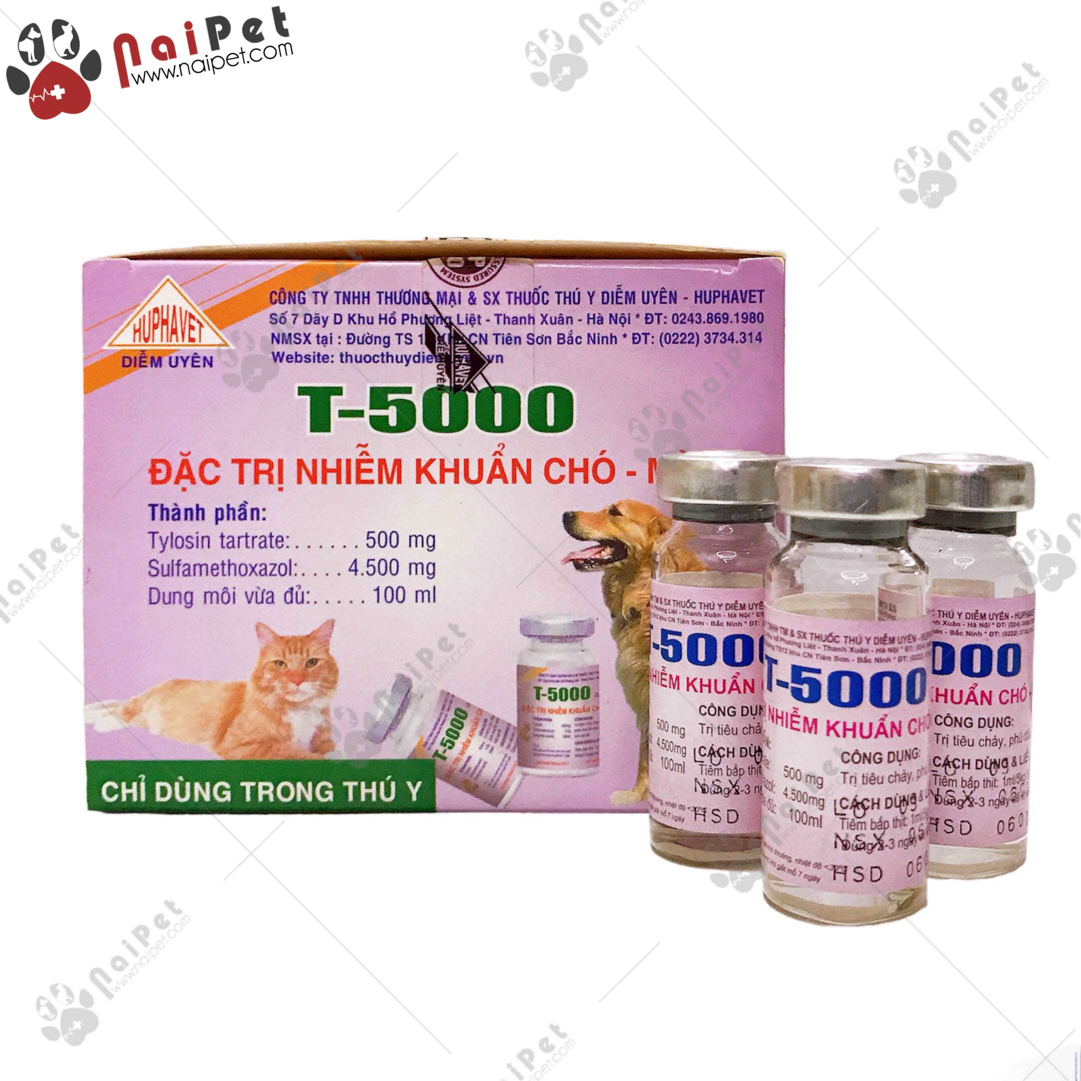 Dung dịch t.i.ê.m điều t.r.ị tiêu chảy nôn mửa thần kinh co giật chó mèo t5000 lọ 10ml