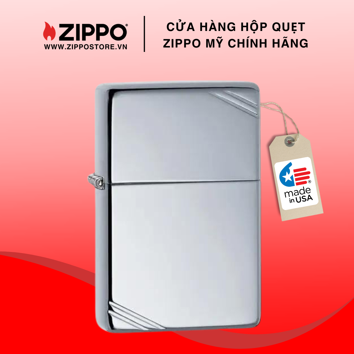 Hộp Quẹt Zippo Vintage High Polished Chrome 260