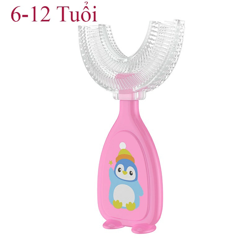 Combo 2 món bàn chải chữ U cho bé và kem đánh răng cho bé vị trái cây nuốt được an toàn cho bé từ 2 đến 12 tuổi