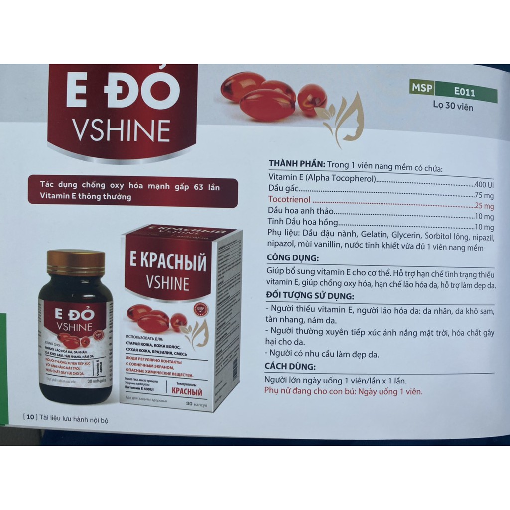 Viên uống vitamin E ĐỎ VSHINE