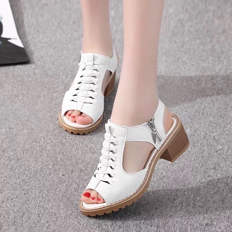 Giày Dép Da Cao Gót Nữ Đế Cao 5cm ,Da Mềm Dáng Xinh  (Vincent shop)