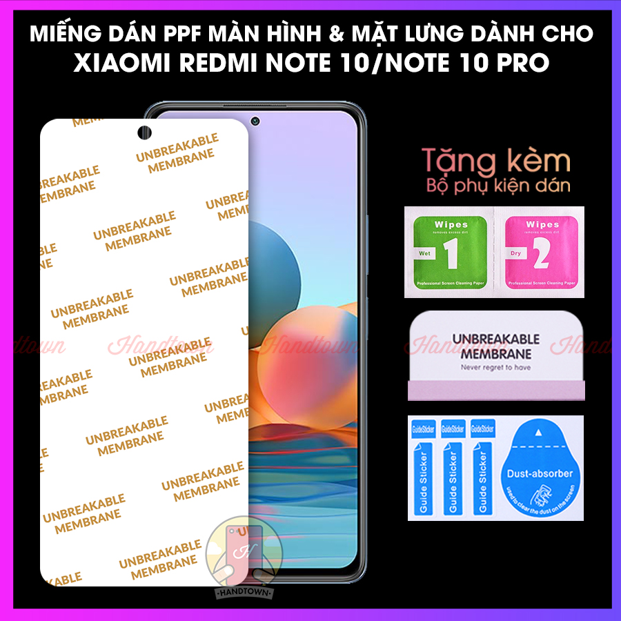 Miếng Dán PPF Cường Lực Xiaomi Redmi Note 10 4G 5G Pro Max Bảo Vệ Màn Hình Và Mặt Lưng