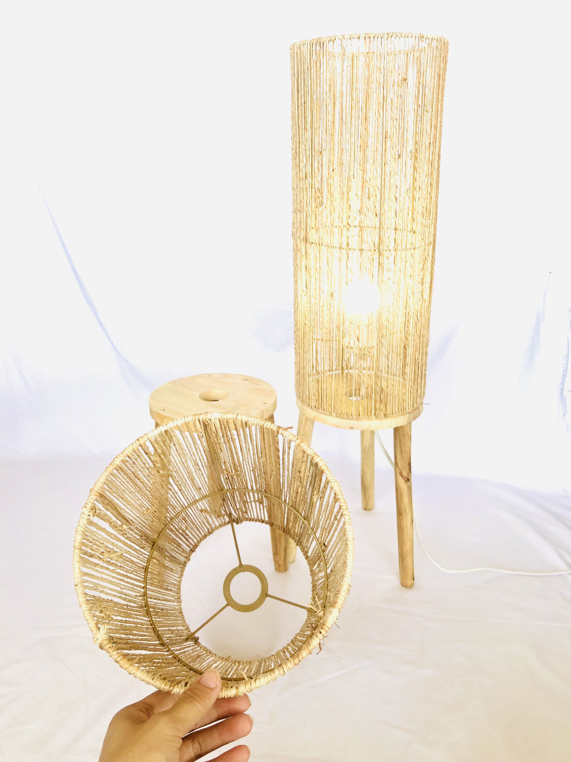 Đèn mây để sàn hoặc treo vintage, boho