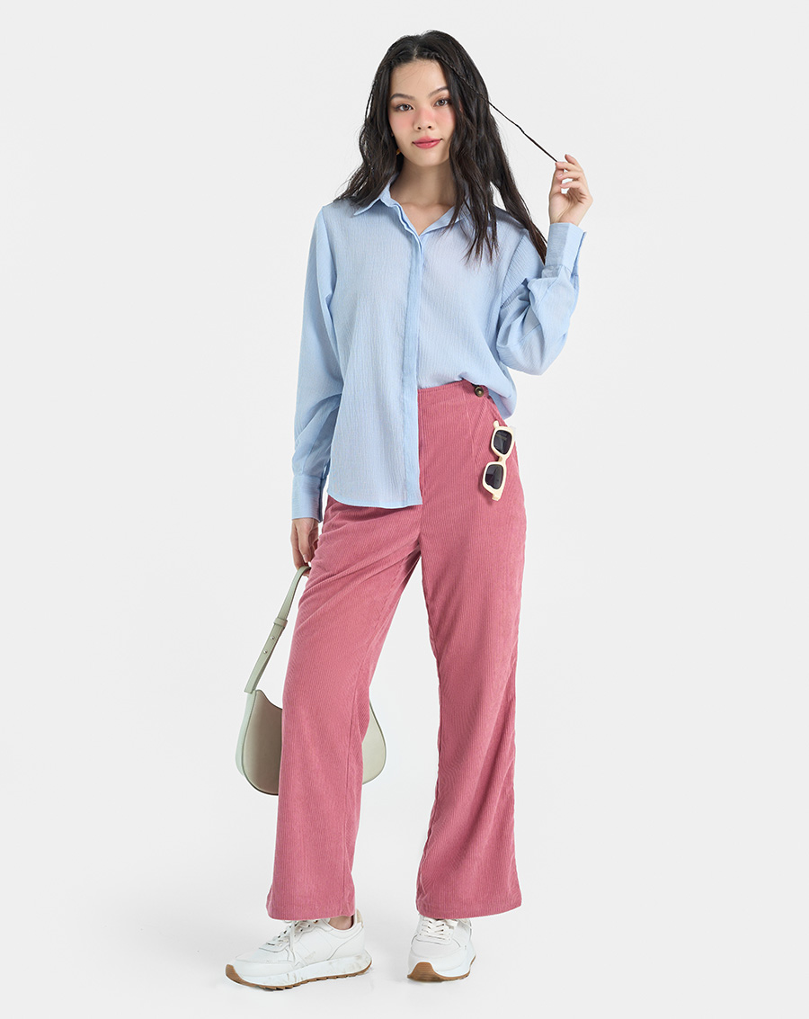 Áo Sơ Mi Nữ Thời Trang JUNO Dài Tay Rập Nhăn JNASM019