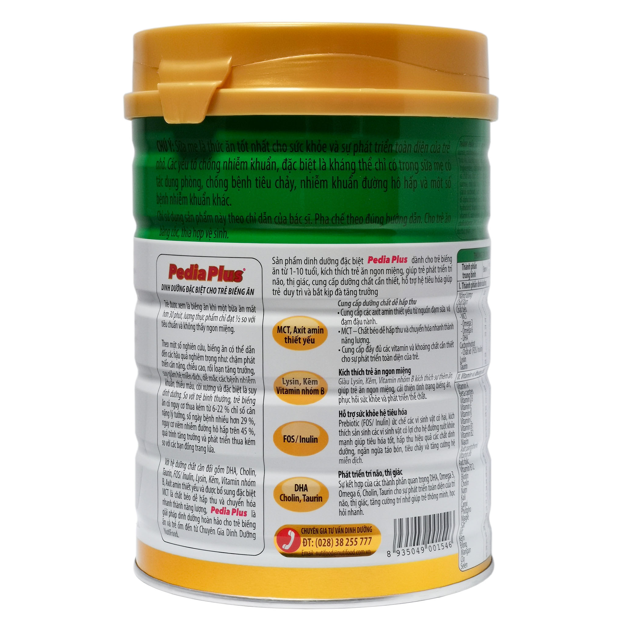 Sữa Bột NutiFood Pedia Plus Hộp 900g (Dinh dưỡng đặc biệt cho trẻ biếng ăn; Cho trẻ 1~10 tuổi)