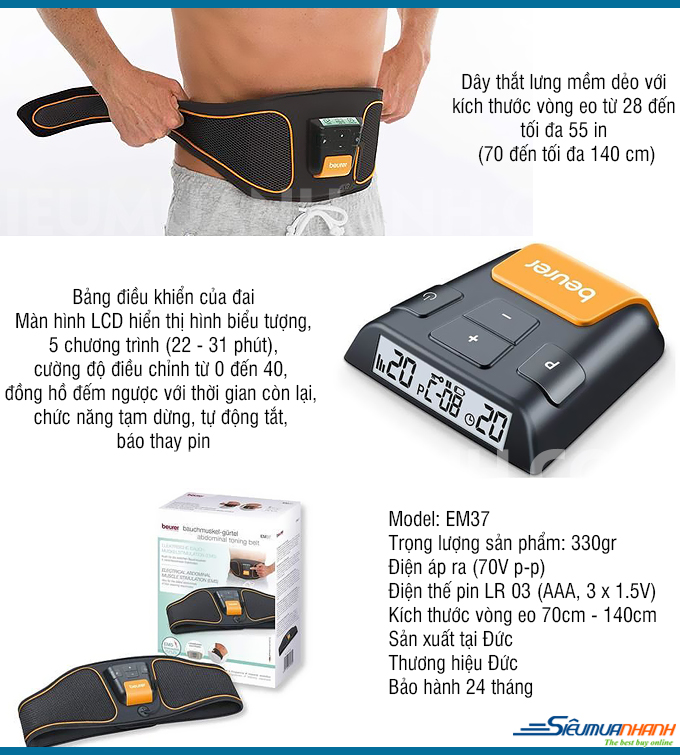 ĐAI TẬP CƠ BỤNG BEURER EM37