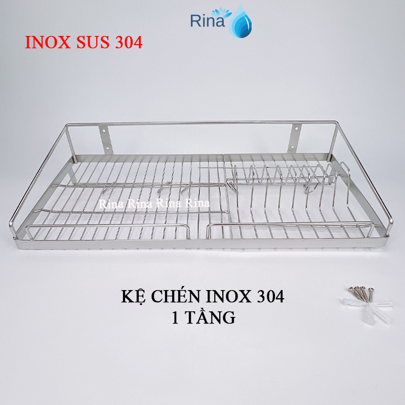 Kệ đựng chén bát dĩa inox sus 304, kệ chén 1 tầng 304 cao cấp rina