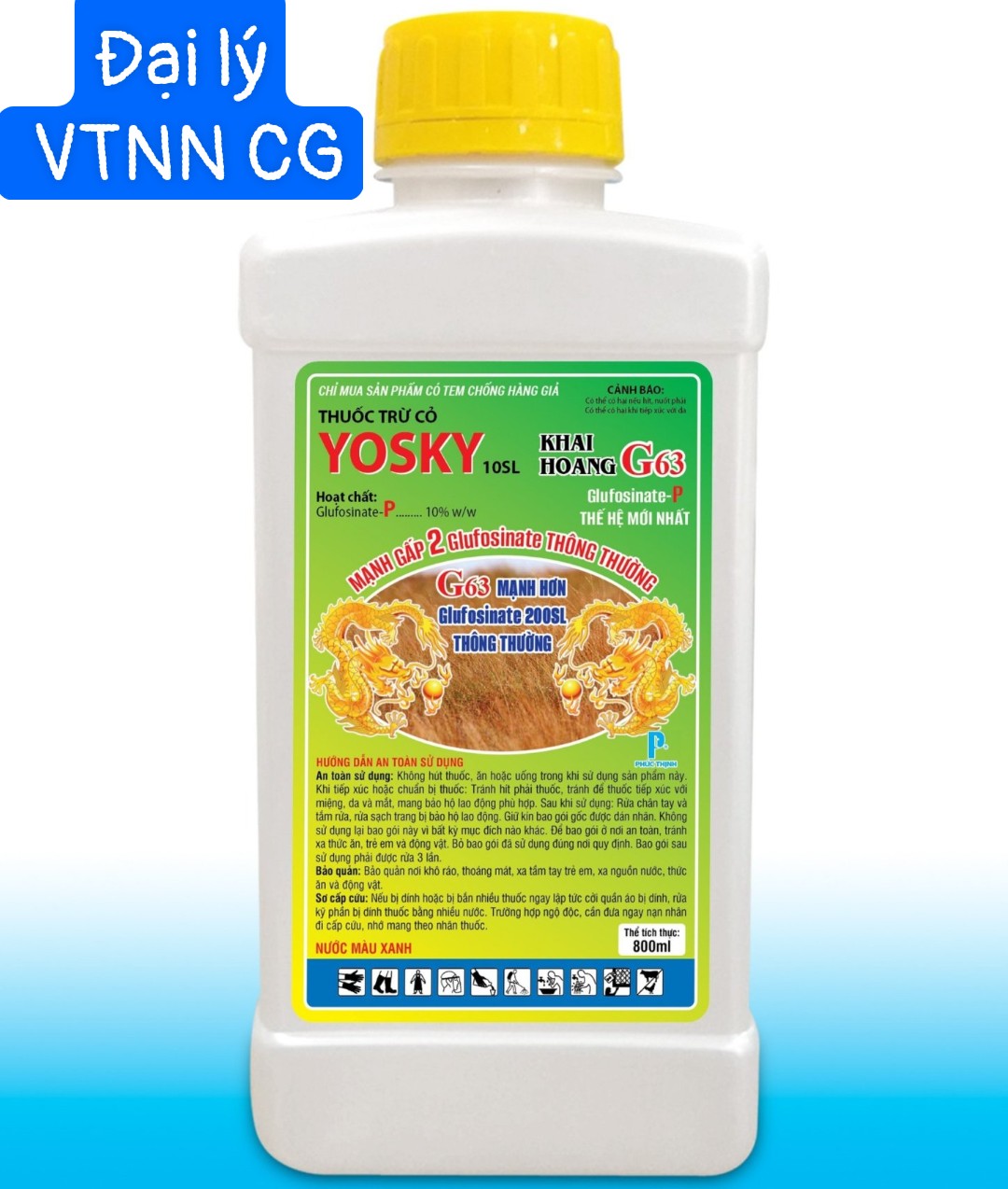 Thuốc trừ cỏ khai hoang g65 vosky mạnh hơn q7 q10 trâu rừng đen chai 800ml 200sl