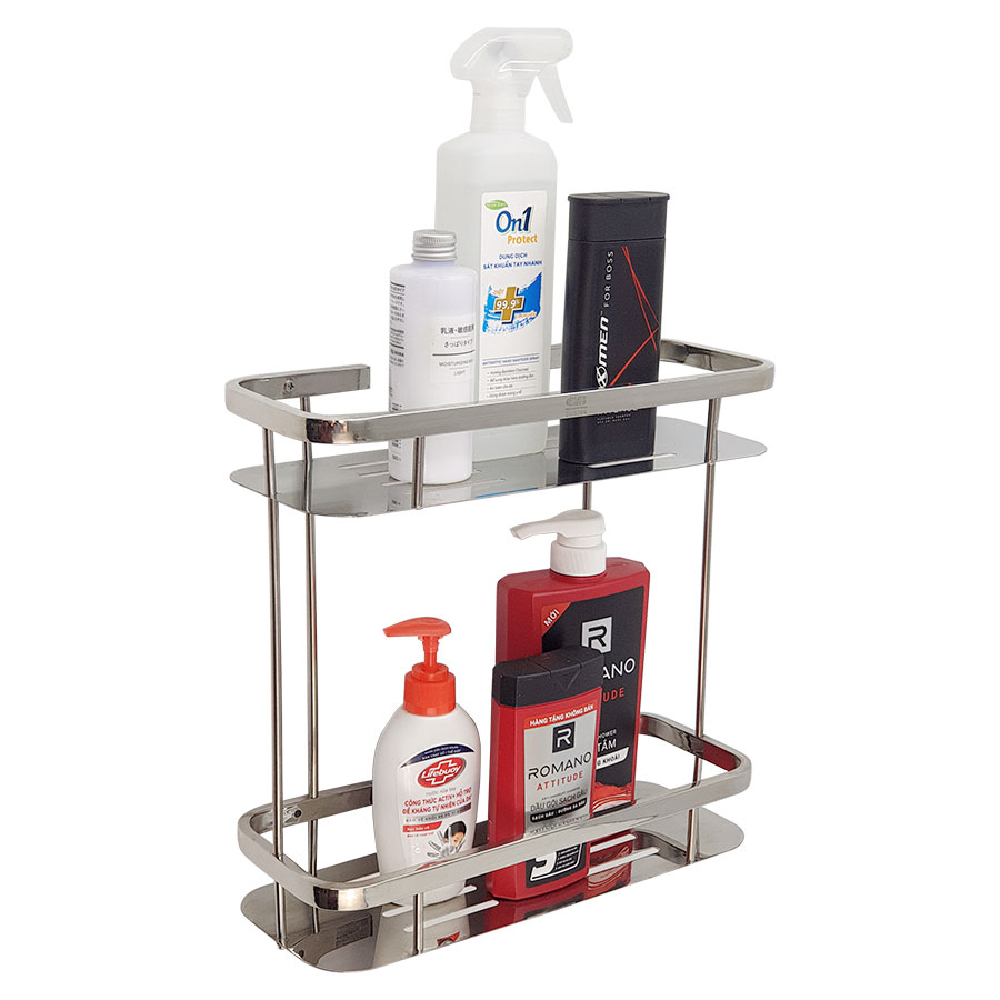 Kệ tường đôi phòng tắm Inox SUS 304Eurolife EL-KT10 (Trắng Bạc)