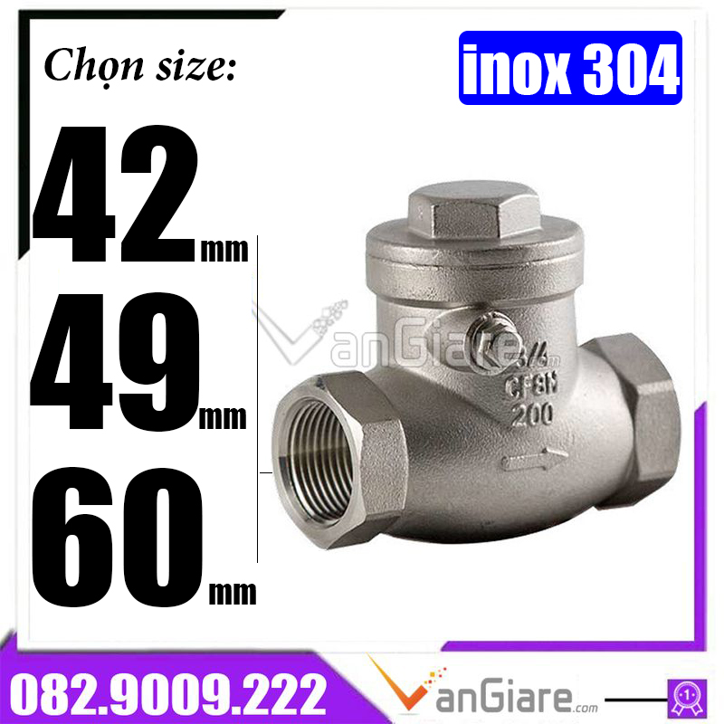 Van 1 chiều lá lật inox 304 phi 42 49 60 - van 1 chiều nước Đài Loan