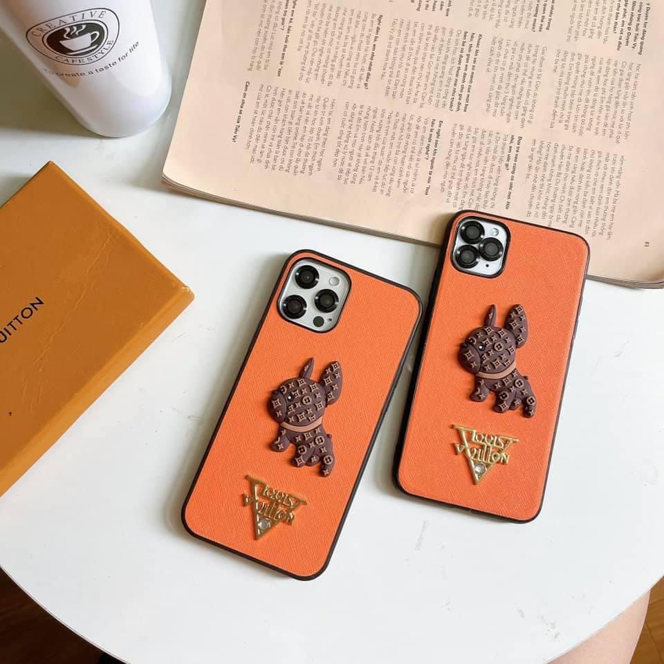 ỐP lưng iphone NHÁM CHÓ LV SILICOL NỔI 4D SANG CHẢNH