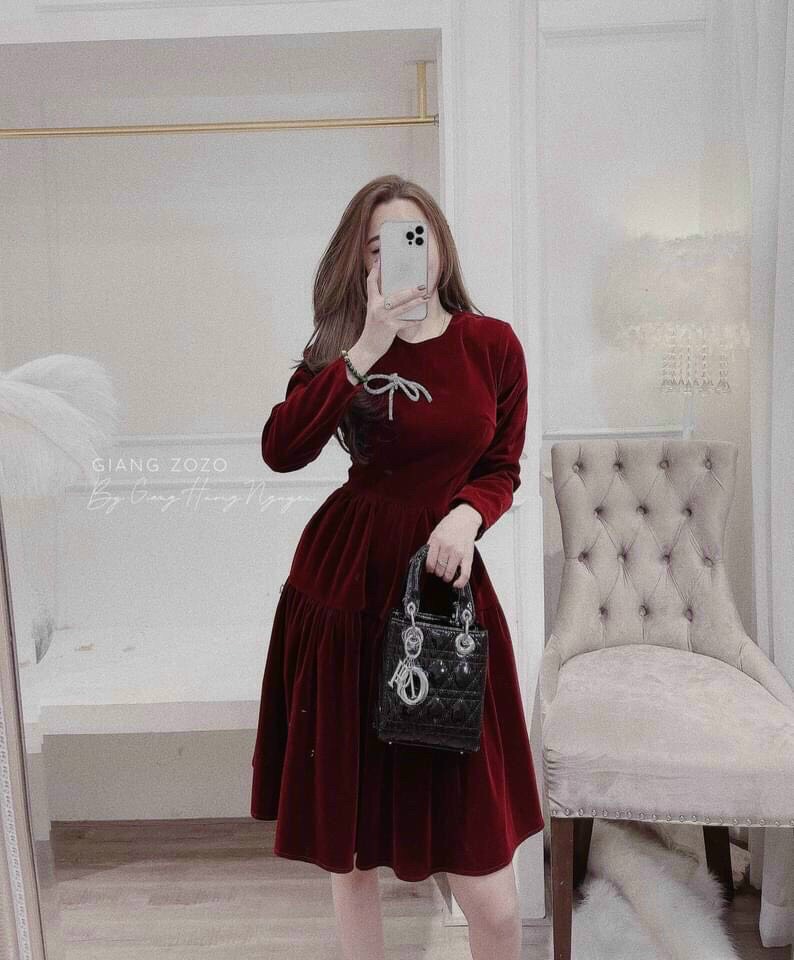 Đầm nhung xòe kiểu vintage hàng chất lượng TTSA1011