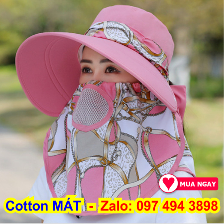 [HCM]Nón chống nắng nâu đẹp mũ che nắng rộng vành vải cotton cực đẹp và mát vành nón rộng mát có khẩu trang 2 lớp chống bụi